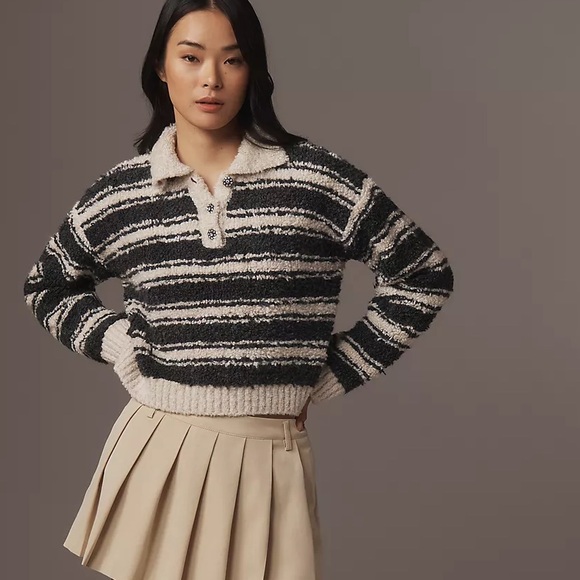 Anthropologie Sweaters - Anthropologie Maeve Striped Polo Sweater